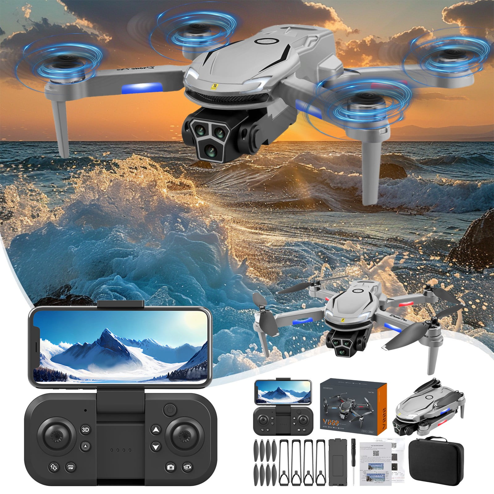Drone with Camera for Adults and Beginners, 4K HD FPV Live Video with Dual Batteries for Extended Flight, Obstacle Avoidance and Foldable Design