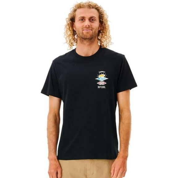 Rip Curl Search Icon Short Sleeve T-Shirt Black men in size Large