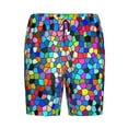 thumbnail image 4 of Easygdp Colorful Tie Dye Stained Glass 2 Men's Short Pajama Pants, Sleep Shorts, Household Pants, Casual Pants with Pockets - Large, 4 of 9