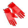 thumbnail image 2 of Ticikt Sheer Tulle Gloves, Ruffle Design, Women Gloves for Bridal Wedding Party Photo Props,Red, 2 of 4
