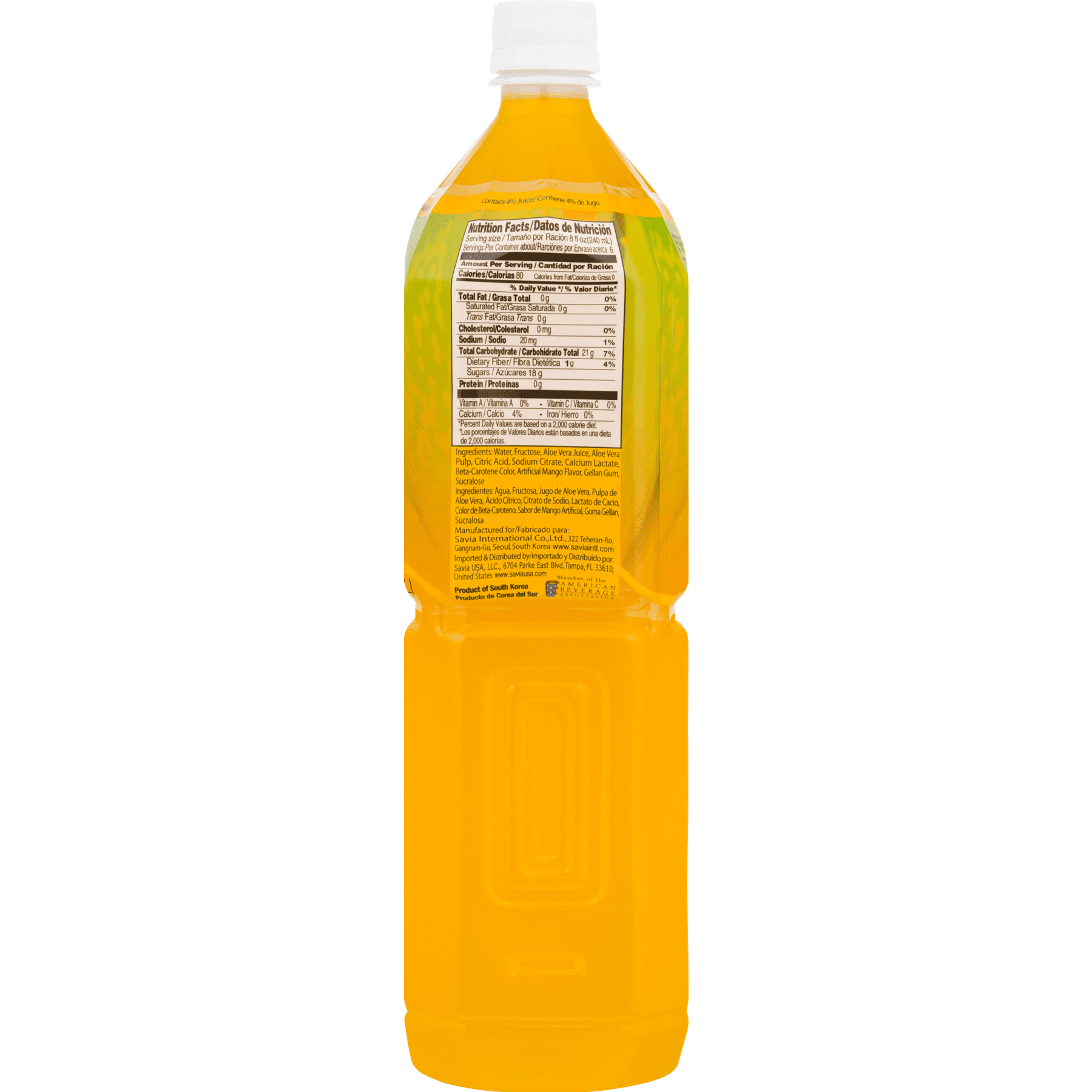 Savia Aloe Vera Juice, Mango, 50.7 Fl Oz