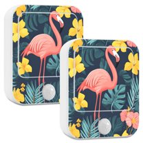 Yayeee 2-Pack Plug in LED Night Lights with Light Sensors Motion Detectors, Pink Floral Flamingo