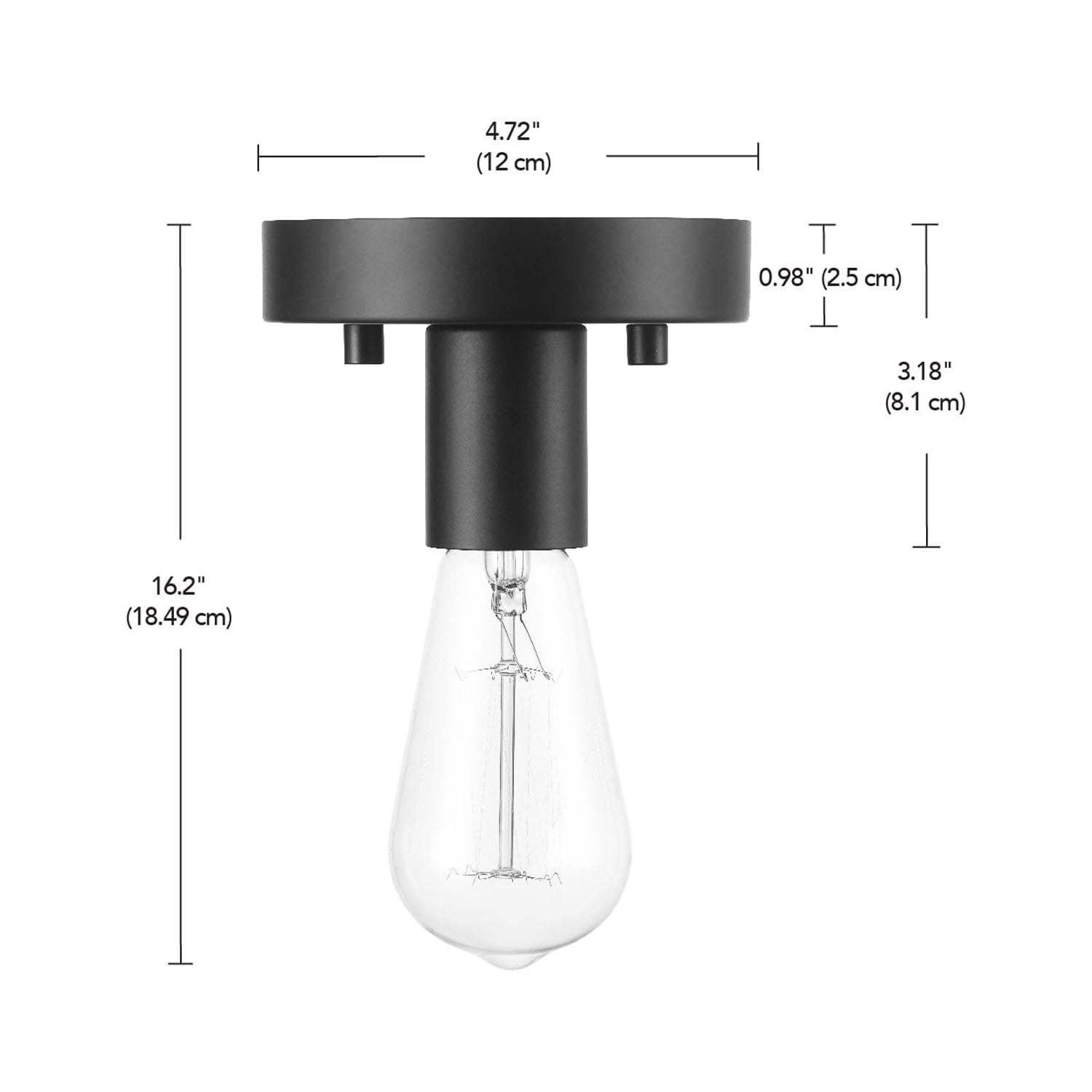 Better Homes & Gardens 1-Light Flush Mount,Matte Black,Bulb Not Included