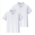 thumbnail image 2 of 2PC Kid Polo Shirts School Uniform Relaxed Fit Back To School Short Sleeve Button T-Shirts Comfy Solid Color Pullover for Boys & Girls White 8-9 Years, 2 of 7