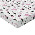 thumbnail image 2 of Ambesonne Blue and Pink Fitted Sheet 2 Pcs Set, Makeup Supplies, Queen, Pale Pink Charcoal Grey, 2 of 3