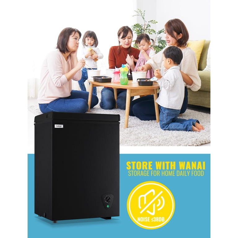 WANAI 3.5 cu ft Chest Freezer, Black, Energy-Saving R600a