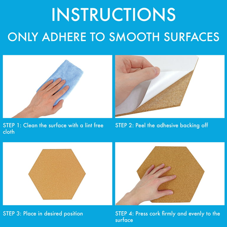 Juvale Self-Adhesive Hexagon Cork Board Tiles with Push Pins (7.8