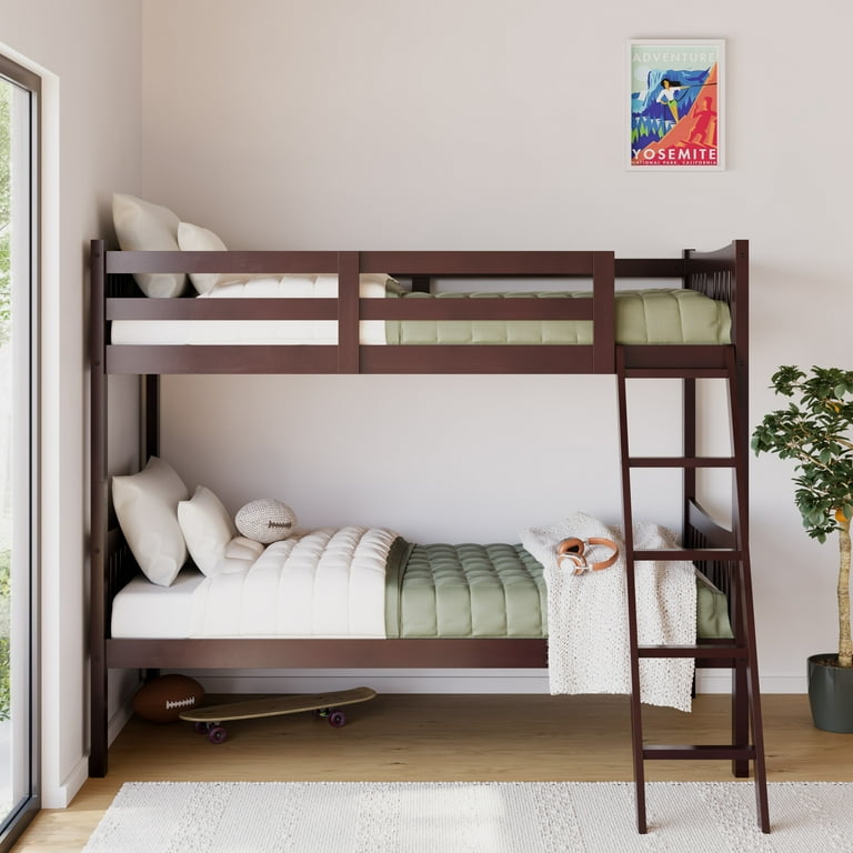 Storkcraft Caribou Twin Over Twin Solid Hardwood Bunk Bed Espresso