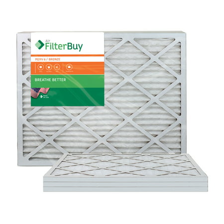 AFB Bronze MERV 6 20x25x1 Pleated AC Furnace Air Filter. Pack of 4 Filters. 100% produced in the