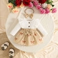 thumbnail image 5 of Gerichy Baby Long Sleeve Fall Romper Dress with Headband Baby Girl Clothes Ruffle Toddler Casual Bodysuits Infant Cute Winter Outfits 0-18 Months, 5 of 7