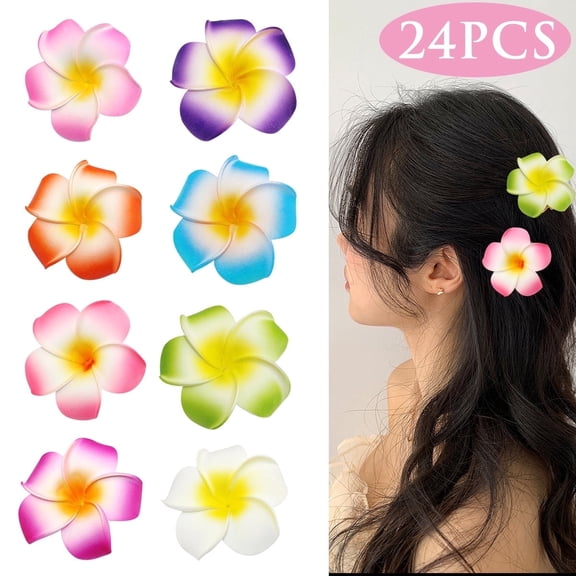 Hawaiian Flower Hair Clips, Hair Accessories for Women, Hawaii Parties, Beach Vacations, Luau Celebrations, 24 Pcs