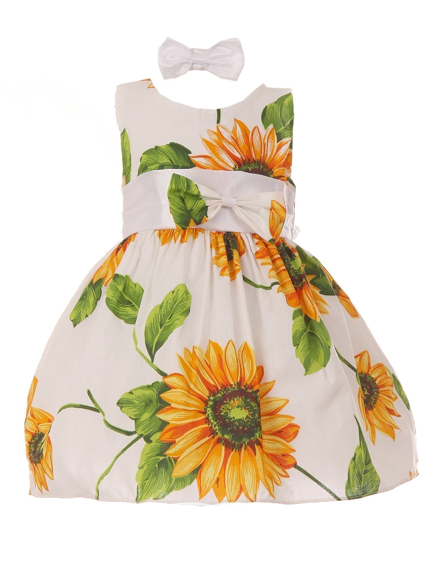Shanil Baby Girls Yellow White Sunflower Sash Bow Easter Flower Girl