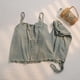thumbnail image 1 of Conjunto de pijama camisola de algodón con almohadillas para el pecho, 2 uds., se puede usar en el exterior, estilo Ins, ropa de descanso ajustada, dulce y bonita, novedad de 2024, 1 of 4