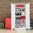 thumbnail image 5 of Metal Storage Cabinet, 71”H Locking Storage Cabinet with 5 Adjustable Shelves, Steel Cabinets for Garage, Home, Office, Pantry-White, 5 of 8