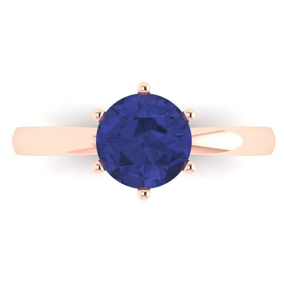 Clara Pucci 14K Rose Gold 1.5ct Tanzanite Solitaire Ring for Women