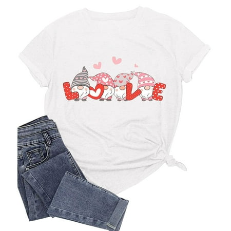

Pianpianzi Long Sleeve Scrub Tops Women Long Sleeve T Shirt Women in Bulk Silk Button down Blouse Women s Valentine s Day Printing O-Neck Short T-Shirt Loose Blouse Top