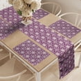 thumbnail image 2 of Ambesonne Floral Table Runner & Placemats, Lace Like Floral Elements, Placemat 4 pcs + Runner 12"x90", Plum and Ivory, 2 of 2