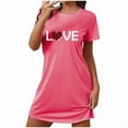 thumbnail image 5 of Sakmal Short Women Moomoo Nightgowns Comfy Pink Mumu Dress Short Sleeve Love Print Nightgowns for Women, 5 of 5