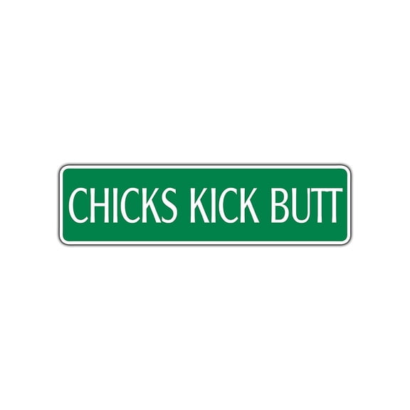 Chicks Kick B*** Karate MMA Aluminum Metal Novelty Street Sign Wall Decor 4x13.5