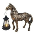thumbnail image 3 of Estatua Solar para jardín al aire libre, lámpara con estatuilla de caballo con linterna, decoración de escultura de Animal, decoración de patio para bronce, 3 of 8