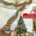 thumbnail image 5 of Taicans ‌8.8ft Pre-Lit LED Christmas Garland with Red Bow & Poinsettia - Battery Operated Indoor/Outdoor Holiday Decor for Front Door,Stairs,Railing,Includes Pine Cones & Red Berries,Xmas Tree Accent, 5 of 6