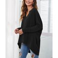 thumbnail image 3 of Mujeres Sueltas Top Cuello En V Mangas Largas De Murciélago Patrón Liso Casual Mujer Jersey Camisa Negro M, 3 of 6