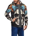 thumbnail image 2 of Zufioo Bow Flower Skull Print Men's Hooded Cardigan, Zip-up Long-Sleeved Sweatshirt Jacket Sportswear-Large, 2 of 5