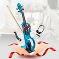 thumbnail image 1 of 4/4 Electric Violin Full Size Wood Silent Fiddle Musical Instrument Fittings Headphone Blue, 1 of 11