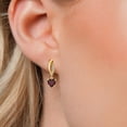 thumbnail image 3 of Gem Stone King 10K Yellow Gold Red Rhodolite Garnet and Lab Grown Diamond Dangle Earrings for Women | 1.15 Cttw | Gemstone January Birthstone | Heart Shape 5MM, 3 of 6