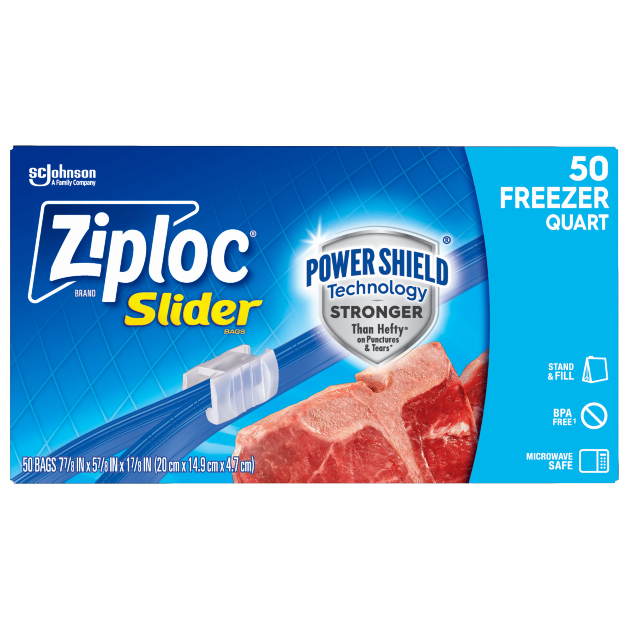 Ziploc Brand Slider Freezer Bags, Quart Size, Power Shield Technology, 50 Count photo 7