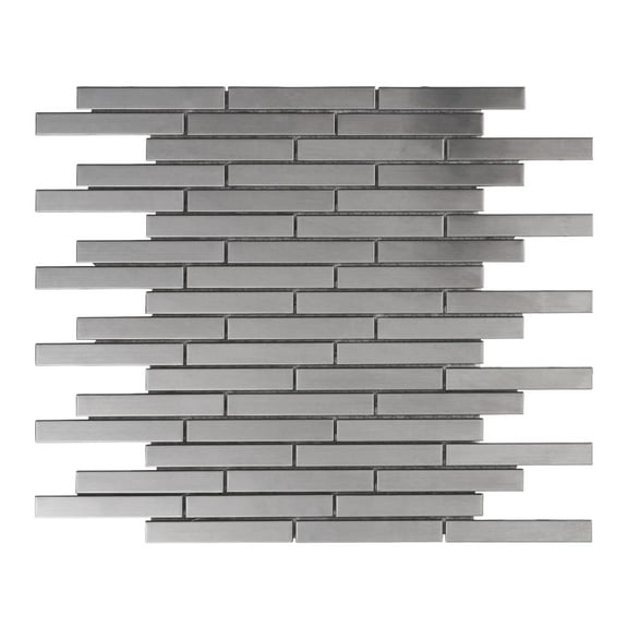 Modket TDH345SS Brushed Nickle Stainless Steel Metallic Metal Brick Joint Mosaic Tile Backsplash