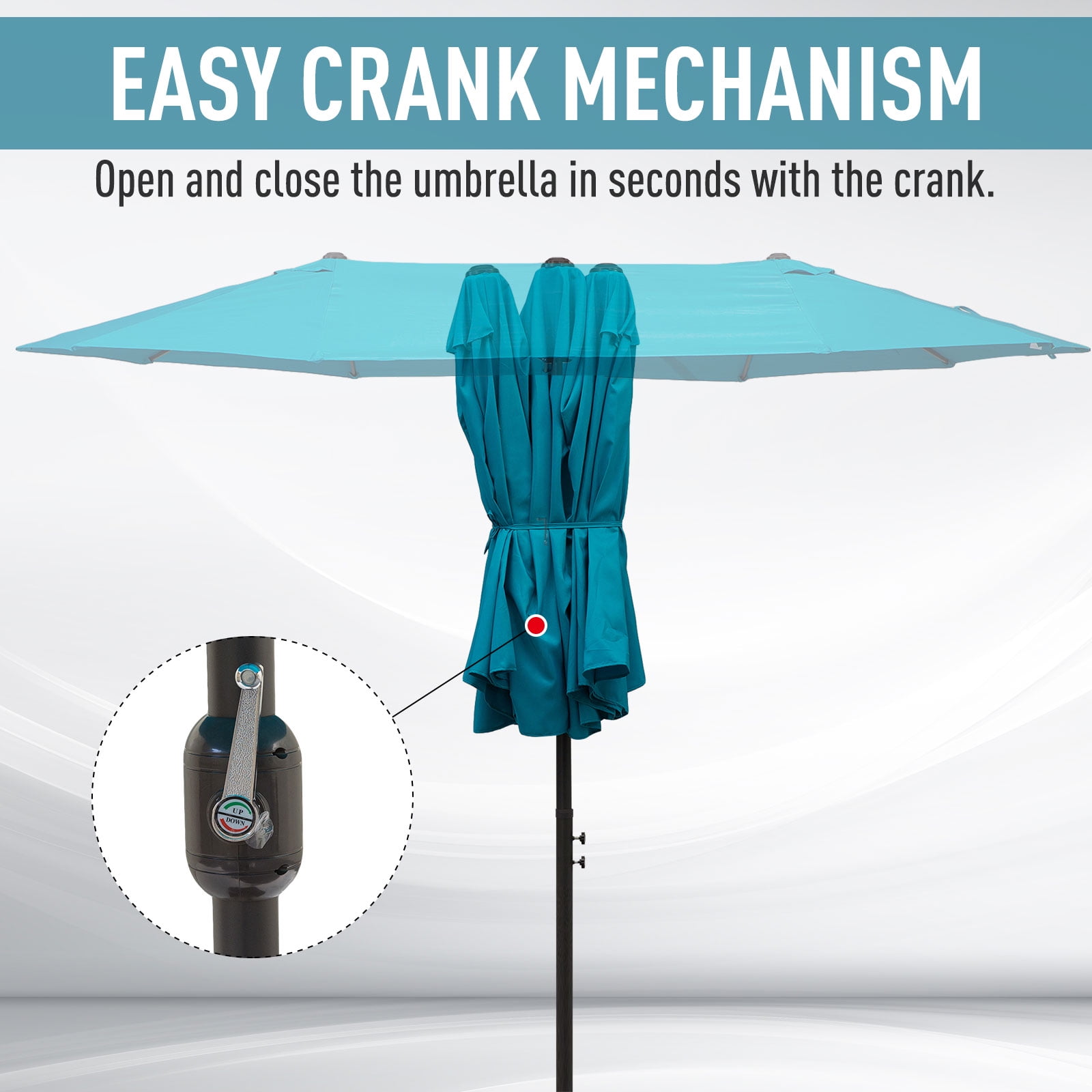 Outsunny Extra Large 15ft Patio Umbrella, Blue