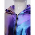 thumbnail image 5 of Aiihoo Kids Girls Hip Hop Hooded Jacket Sparkly Metallic Zipper Short Jacket Coat Outerwear Club Rave Wear Blue 10, 5 of 6