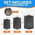 thumbnail image 2 of 3-Piece Nonstick Carbon Steel Bakeware Set with Gray Silicone Handles – Oven Safe to 450°F, Includes Recipe Booklet, 2 of 4