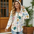 thumbnail image 3 of DISNIMO Floral Printed Hoodies for Women V Neck Sweatshirts Long Sleeve Pullover Tops Waffle Shirts for Fall Winter, S, 3 of 7