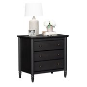 (2 pack) My Texas House Monroe 3-Drawer Nightstand with USB, Raven Black Oak