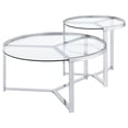 thumbnail image 3 of Delia 2-Piece Round Glass Top Nesting Coffee Table Chrome, 3 of 11