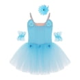 thumbnail image 4 of Alvivi Girls Ballet Dance Skirted Leotards Ballerina Costumes with Headdress Gymnastic Tutu Dress Light Blue 5-6, 4 of 7