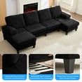 thumbnail image 2 of Puremind 110" U Shaped Sofa, Upholstered Sectional Couch with Double Chaises, Modern 4 Seat Sofas and Couches for Living room/Apartment, Black, 2 of 6