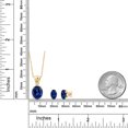 thumbnail image 2 of 18K Yellow Gold Plated Silver Blue Created Sapphire and White Diamond Pendant and Earrings Jewelry Set for Women (8.23 Cttw, Gemstone Birthstone, Oval 11X9MM and 8X6MM with 18 inch Silver Chain), 2 of 3