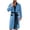 Blue, variant on Men Contrast Trim Waffle Knit Bathrobe, Long Sleeve Knee Length Self Tie Lightweight Spa Robe with Pockets