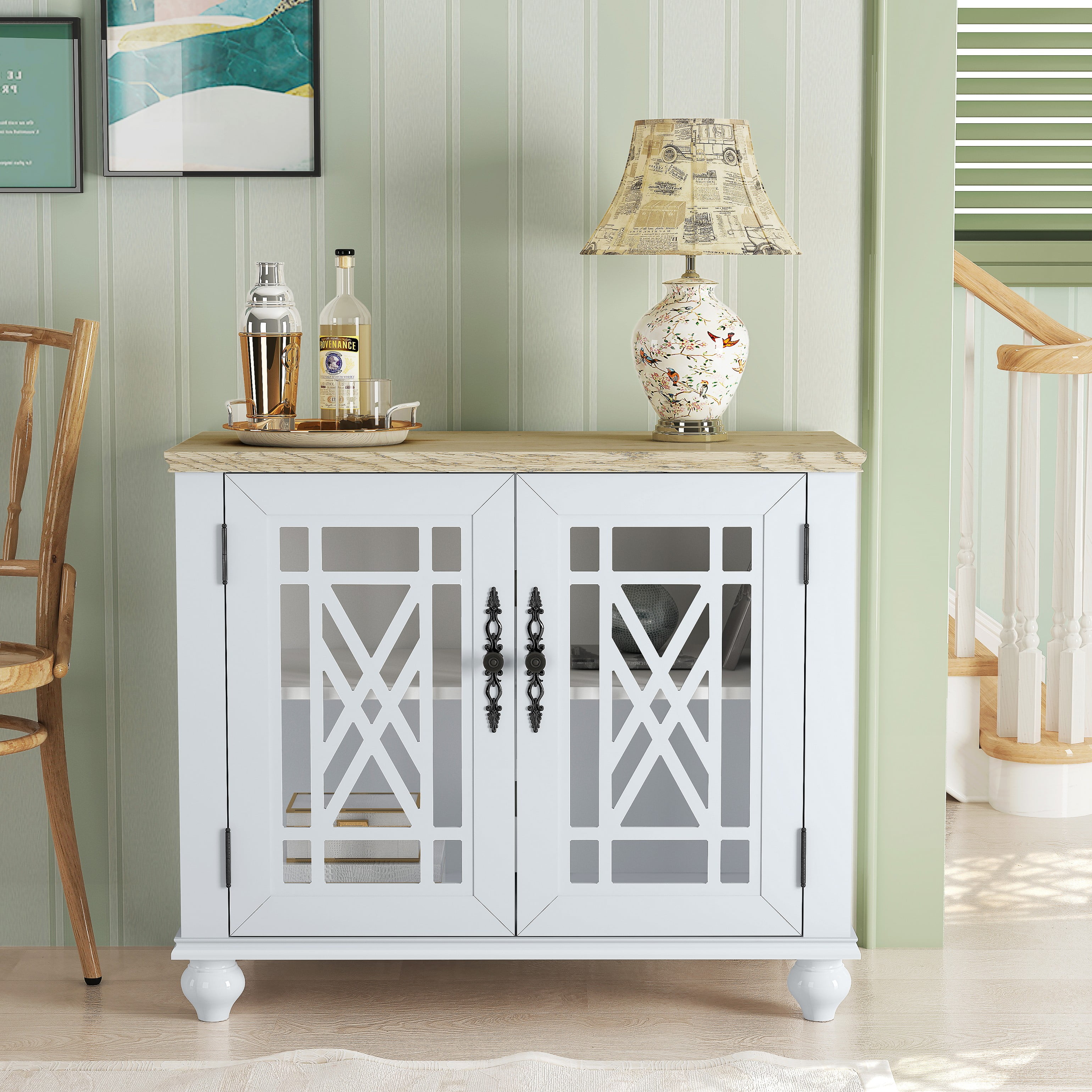 FESTIVO 38" Vintage Style Wood Kitchen Accent Buffet Sideboard