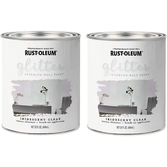 Rust-Oleum 323860 Glitter Interior Wall Paint Iridescent Clear 32oz 2PK