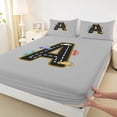 thumbnail image 3 of Manfei Letter A Monogrammed Twin Sheet Sets,Colorful Racing Car Twin Fitted Sheet,Gray Black Flat Sheet For Boys,Microfiber Room Decorative,3-Piece, 3 of 7