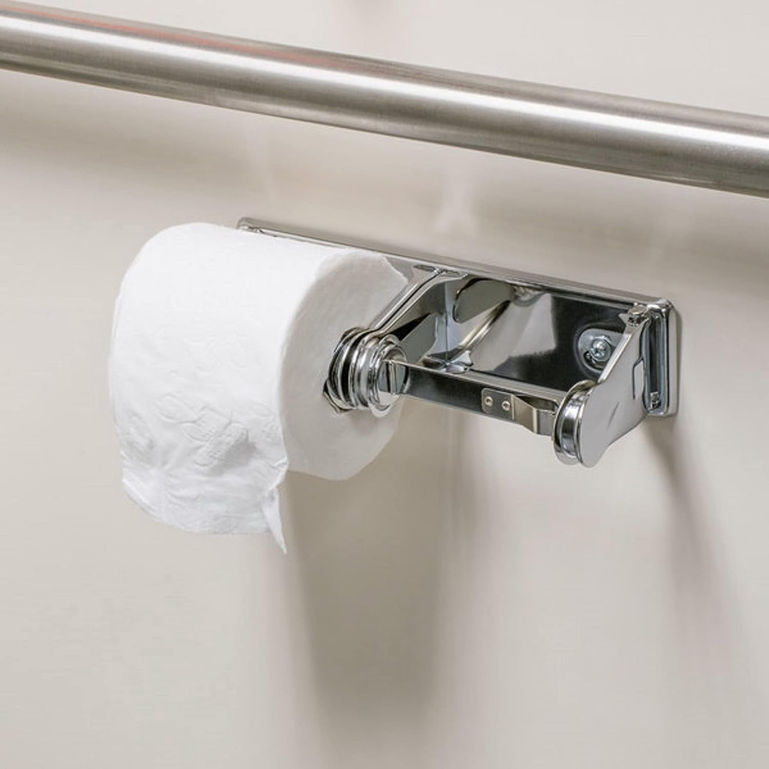 TrueCraftware- Dual Roll Locking Toilet Tissue Dispenser fits 4" Diameter Toilet Paper Roll Chrome Plated- Bathroom Toilet Paper Holder Wall Mounted Toilet Roll Holder for Bathroom Kitchen Washroom
