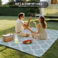 thumbnail image 4 of Blue Moroccan Outdoor Rug for Patio/Deck/Porch, Non-Slip Large Area Rug 6 x 9 Ft, Retro Country Geometric Quatrefoil Plaid Indoor Outdoor Rugs Washable Area Rugs, Reversible Camping Rug Carpet Runner, 4 of 8