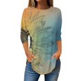 thumbnail image 2 of 3/4 Length Sleeve Womens Tops 2025 Spring Neck Casual Print Tunic T Shirts Three Quarter Length Womens Tops, 2 of 5