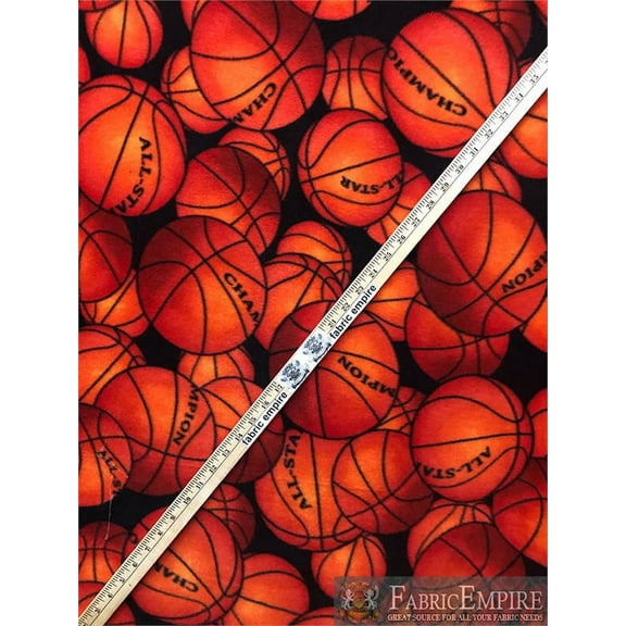 Fleece Printed Fabric BASKETBALL ALL STAR / 58" Wide / Sold by the yard S-691