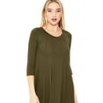 thumbnail image 4 of Women's Loose Fit 3/4 Sleeve Round Neck Jersey Knit A-Line Solid Midi Dress, 4 of 4