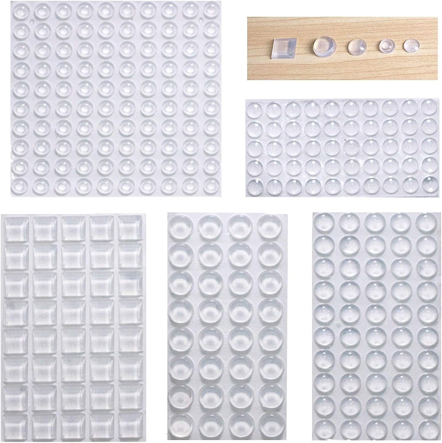 Door Bumpers Clear Self Adhesive Noise Dampening Bumper Pads 272Pcs Silicone Rubber